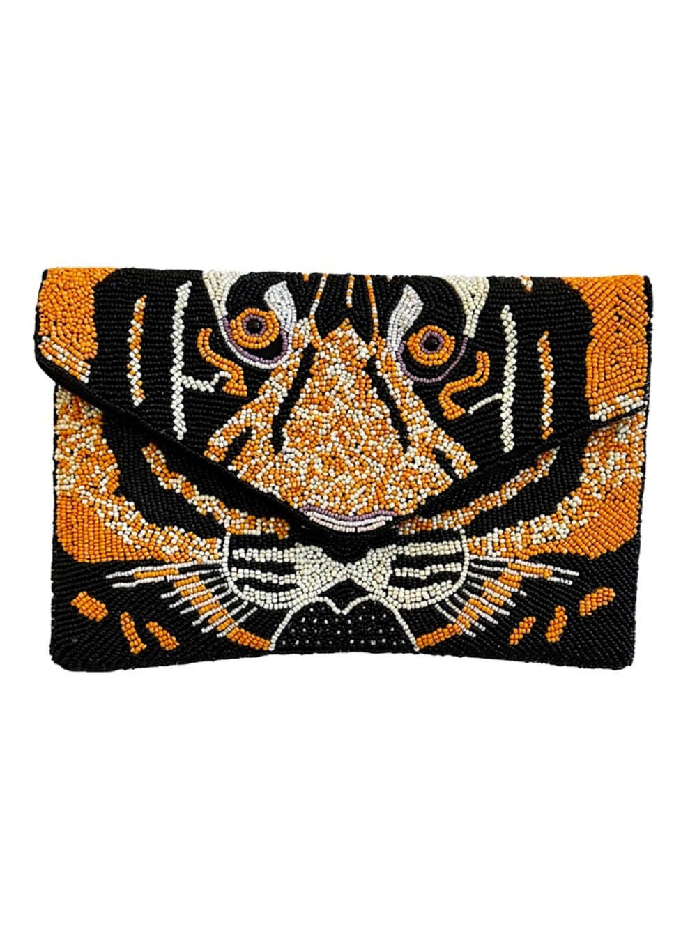 Beaded Tiger Crossbody Clutch, Game Day Beaded Bag